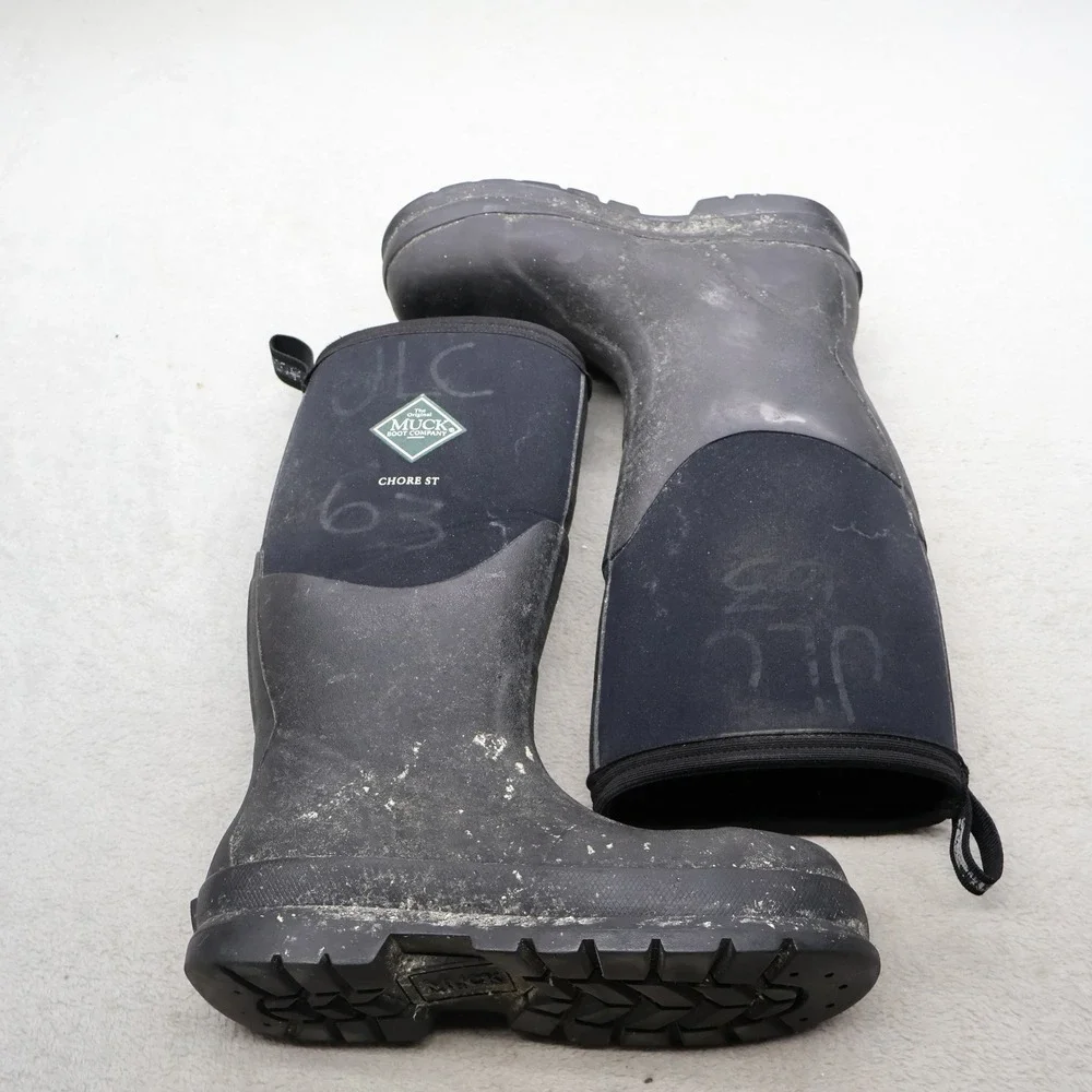 Muck Unisex M6 W7 Rain Boots Black Chore Steel Toe Tall Waterproof Safety 070022
